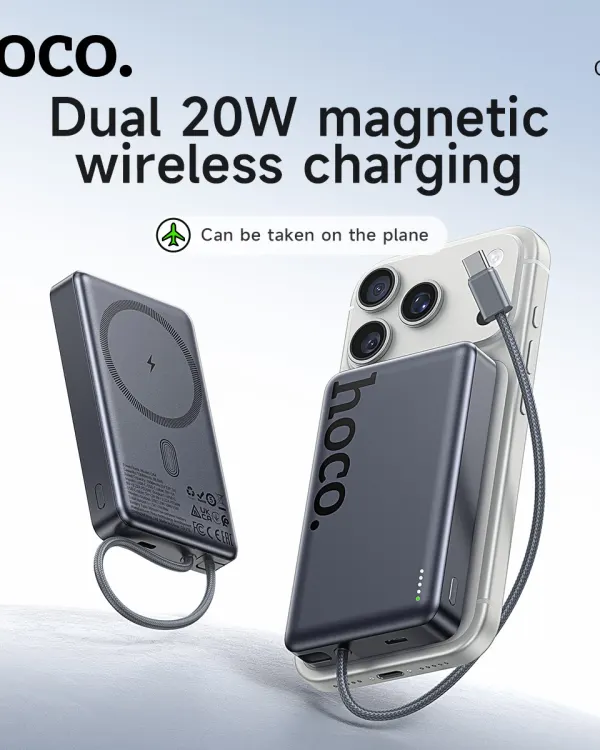 Hoco Magnetic Power Bank Q44 Origen with Type-C Cable PD20W 10000mAh Black