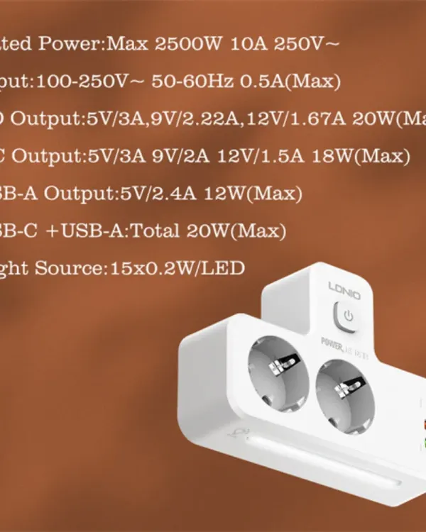 Ldnio Portable Electrical Extension Socket SE2337 alternate view 4