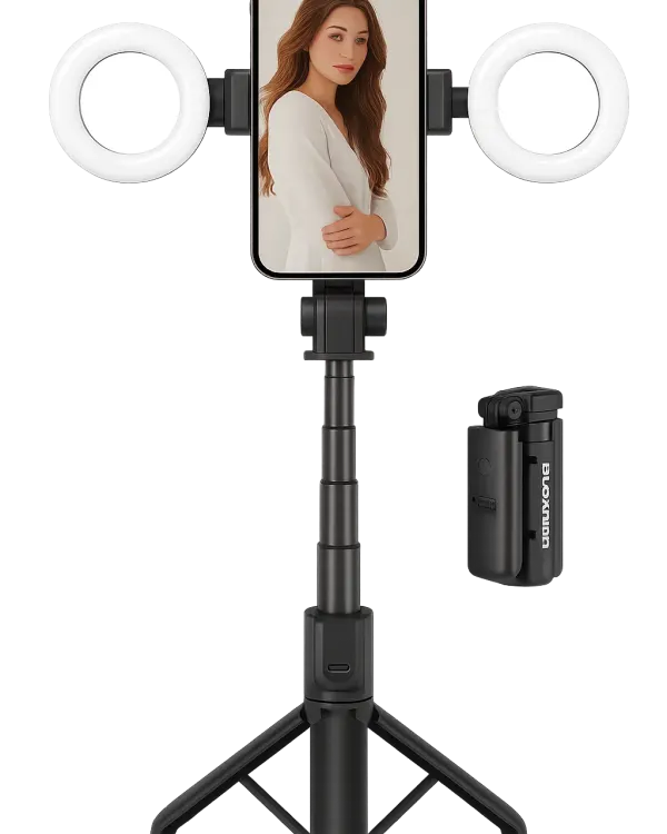 Plokama LIVE-M5 Pro 3in1 Handle Tripod Selfie Stick with LED Ring & Remote Control